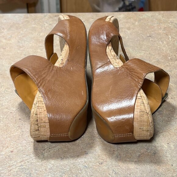 Kork-Ease Grace Brown Terra Leather Platform Wedge Sandals Size 8M Buckle Straps - Picture 6 of 11